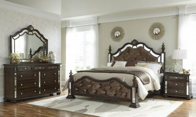 Diana Bedroom in Brown Velvet Fabric by Global w/Options