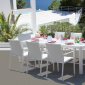 Ritz Outdoor Dining Set 9Pc in White w/Savoy Table by Bellini