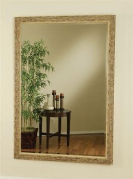 Natural Bamboo Finish Traditional Style Wall Mirror [CRM-576-900679]