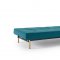 Splitback Eik Sofa Bed w/Arms in Aqua by Innovation w/Brass Legs