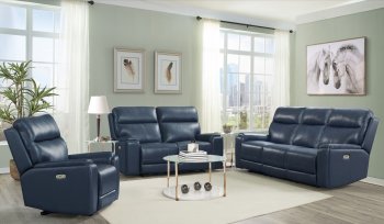 Santana Power Motion Sofa in Navy Leather Match by Klaussner [SFKRS-Santana Navy]