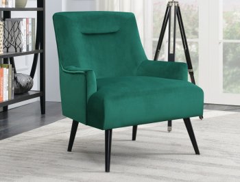 904100 Set of 2 Accent Chairs in Green Velvet by Coaster [CRCC-904100]