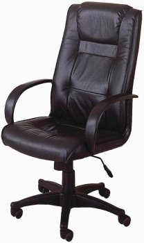 Black Leather Modern Executive Office Chair w/Gas Lift [CROC-4261]