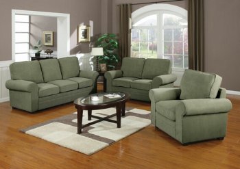 Sage Plush Fabric Modern Sofa & Loveseat Set w/Options [AMS-15215-Chantel]