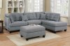 F6581 Sectional Sofa w/Ottoman in Grey Fabric by Poundex