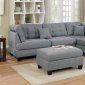 F6581 Sectional Sofa w/Ottoman in Grey Fabric by Poundex