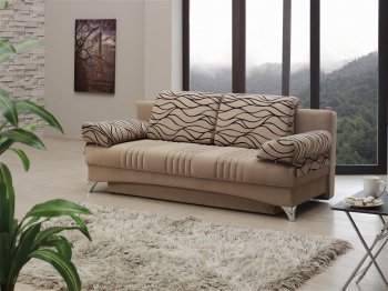 Daisy Sofa Bed Convertible in Light Brown Microfiber by Empire [MYSB-Daisy Light Brown]