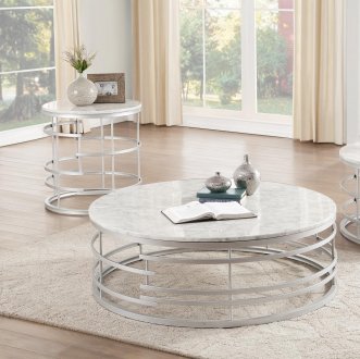 Brassica Coffee & 2 End Table 3608SV-01XL - Silver - Homelegance