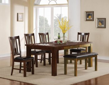 Brown Finish Modern 5Pc Dining Set w/Optional Side Chairs [WDDS-40008]