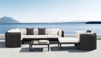 Black & White Modern Outdoor 5Pc Modular Patio Sofa w/Options [ZOUT-Noronha-701160]