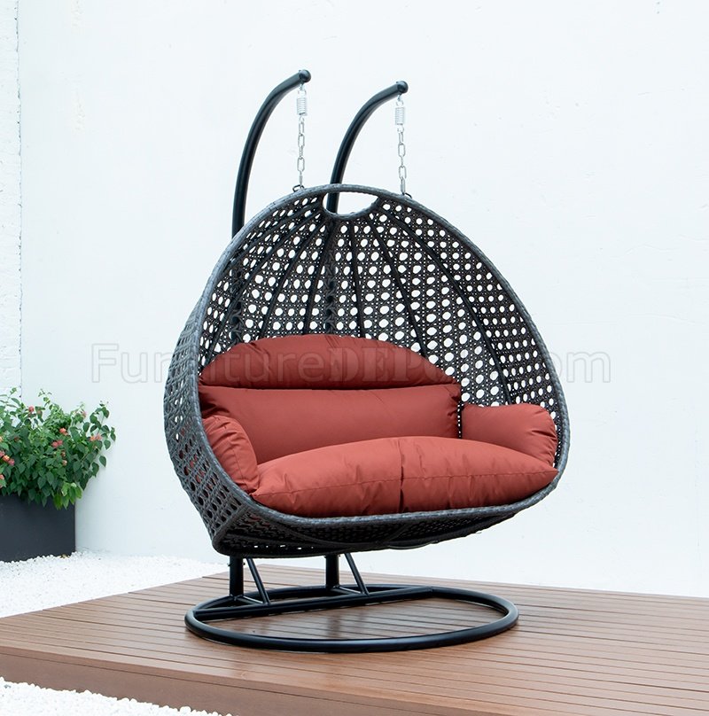 Wicker Hanging Double Egg Swing Chair ESCCH-57DOR by LeisureMod - Click Image to Close