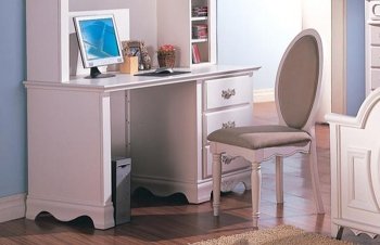 400107 Sophie Computer Desk in White w/Chair by Coaster [CROD-400107 Sophie]