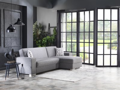 Kobe L-Shape Sectional Sofa w/Chaise in Grey by Istikbal