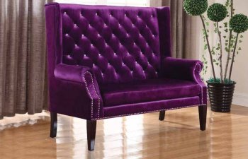 902995 Settee in Purple Velvet Fabric by Coaster [CRS-902945]