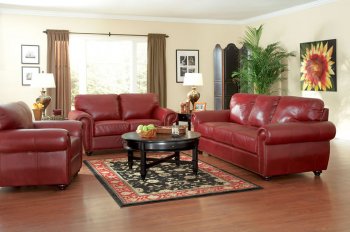 Burgundy Full Leather Traditional Living Room w/Options [CRS-501981]