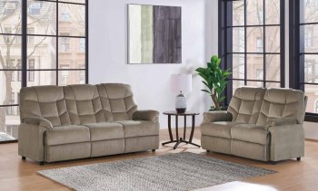 U9693C Sofa & Loveseat Set in Mocha Fabric by Global [GFS-U9693C]