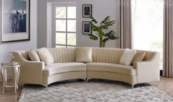 MS2071 Sectional Sofa in Beige Velvet by VImports [VISS-MS2071 Beige]