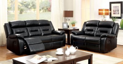 Sheldon Reclining Sofa CM6320 in Black Leather Match w/Options