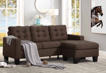 Earsom Sectional Sofa 56655 in Brown Fabric by Acme [AMSS-56655 Earsom]