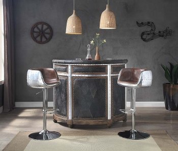 Rahma Bar Table DN01019 Antique Ebony Leather by Acme w/Options [AMBA-DN01019 Rahma]