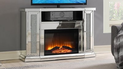 Hollywood Glam-F1018 Fireplace in Silver by Global