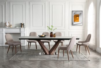 9188 Dining Table by ESF w/Optional 1287 Beige Chairs [EFDS-9188-1287]