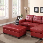 2511 Sectional Sofa Set in Red Bonded Leather Match PU