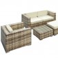 Malibu 5Pc Patio Sofa Set by Modway in Sepia & White