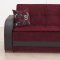 Burgundy Fabric & Black Vinyl Two-Tone Modern Sofa Bed w/Options