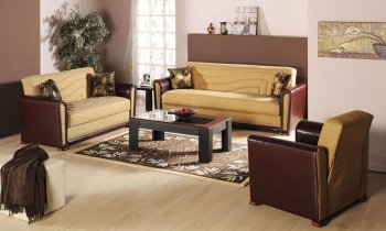 Contemporary Two-Tone Living Room Storage Sleeper Sofa [IKSB-ALFA-Redeyef Mustard]