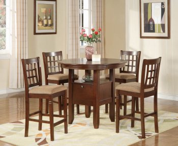 Dark Oak Finish Modern 5 Piece Counter Height Dining Set [WDDS-40244]