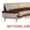 Two-Tone Leather Modern Sectional Sofa w/Chromed Metal Legs