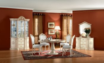 Rosella Ivory Lacquer Classic Dining Table by ESF w/Options [EFDS-Rosella-Comp2]