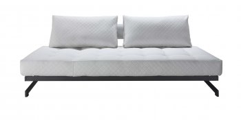 White Fabric Modern Convertible Sofa Bed w/Metal Frame [CVSB-Sand-White]