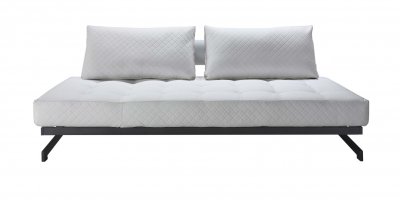 White Fabric Modern Convertible Sofa Bed w/Metal Frame