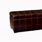 Dark Brown Button-Tufted Leather Ottoman-Bench With Storage