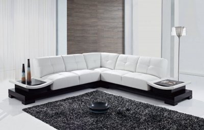 U778 Sectional Sofa White Bonded Leather - Global Furniture USA