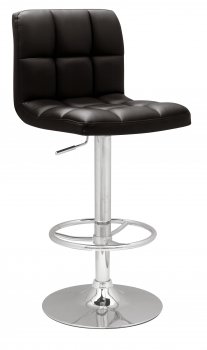 Black & Chrome Modern Stitched Back Set of 2 Barstools [CYBA-0394-Black]