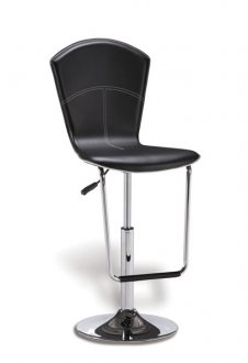 Black Faux Leather Modern Bar Stool With High Back