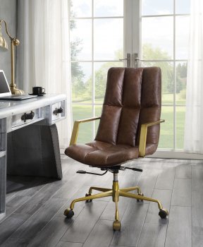 Rolento Office Chair 92494 in Espresso Top Grain Leather by Acme [AMOC-92494 Rolento]