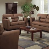 Chocolate Microfiber Casual Modern Sofa & Loveseat Set w/Options