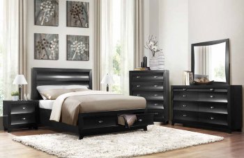 Zandra Bedroom 2262BK in Pearl Black by Homelegance w/Options [HEBS-2262BK Zandra Pearl Black]