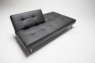 Splitback Sofa Bed in Black w/Steel Legs by Innovation