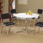 White Round Top Chrome Base Modern 5Pc Dining Set w/Black Chairs