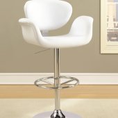 100614 Adjustable Bar Stool Set of 2 in White by Coaster