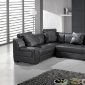 Black Leather Modern Sectional Sofa w/Adjustable Headrest