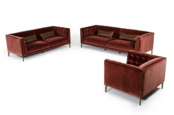 Ansted Sofa Set 3Pc in Brown Velour Fabric by VIG [VGS-Ansted Brown]