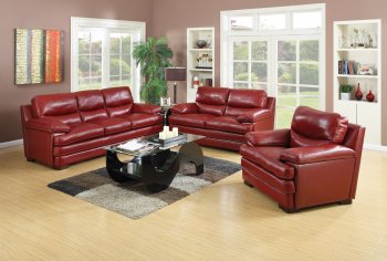 Wilton Sofa & Loveseat Burgundy Leather Match by Mstar w/Options [MSS-Wilton Burgundy]