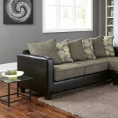 3000 Sectional Sofa in Grey Fabric & Black Bi Cast