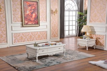 Zarah Coffee Table 298 in Antique White by Meridian w/Options [MRCT-298 Zarah]